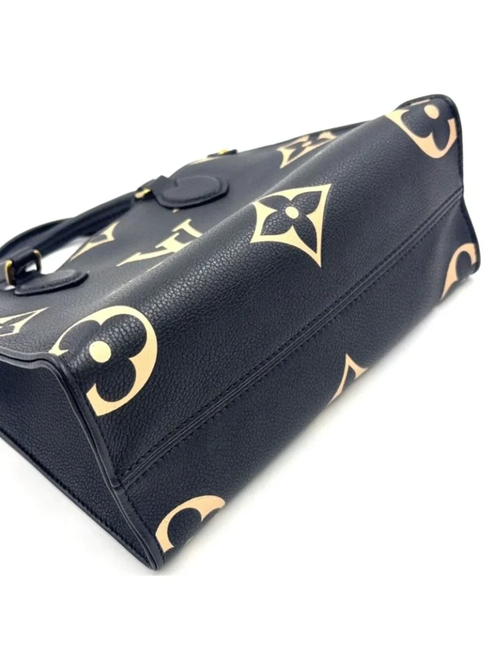 Louis Vuitton On The Go PM Bicolor Monogram Empreinte Leather Black Handbag Gold